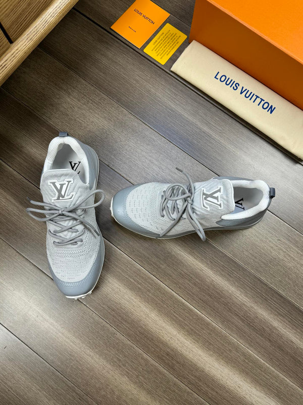 LV SNEAKERS IN GREY MESH BREATHABLE FABRIC AND CALFSKIN