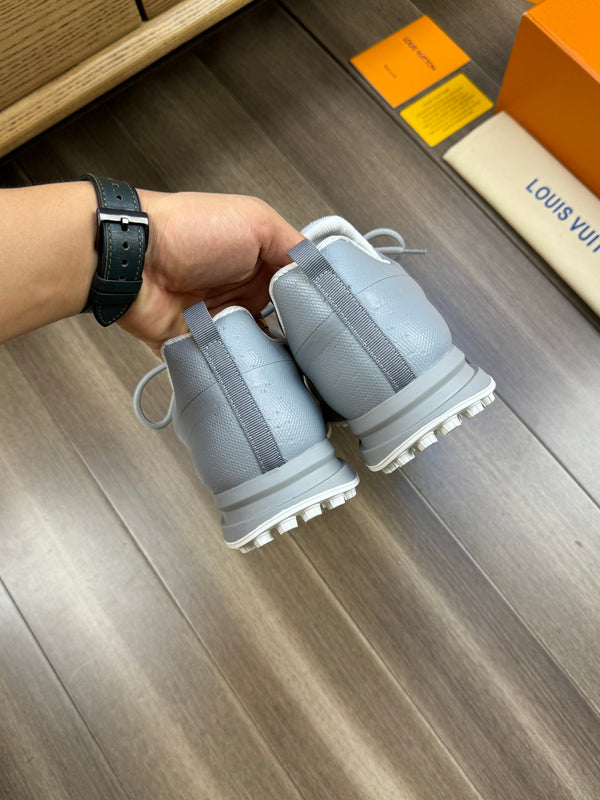 LV SNEAKERS IN GREY MESH BREATHABLE FABRIC AND CALFSKIN