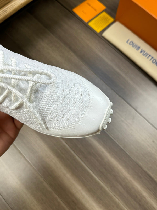 LV SNEAKERS IN WHITE MESH BREATHABLE FABRIC AND CALFSKIN
