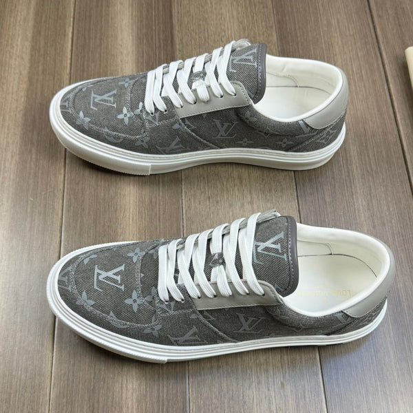 SNEAKER LV TRAINER IN DENIM CON MONOGRAMMA GRIGIO CENERE