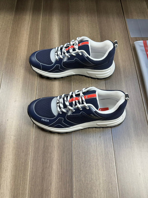 PRA SNEAKER NAVY BLUE NAPPA CALFSKIN AND FLYKNIT FABRIC