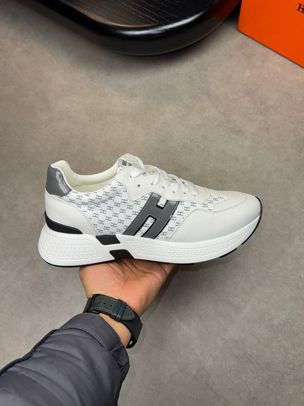 Sneaker da uomo HM in pelle di vitello bianca 581689