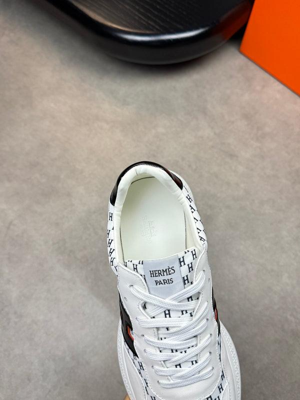 HM Men's Sneaker Black White Calfskin 581691