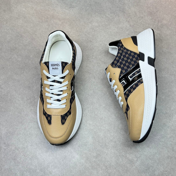 Sneaker da uomo HM in pelle di vitello beige 581697