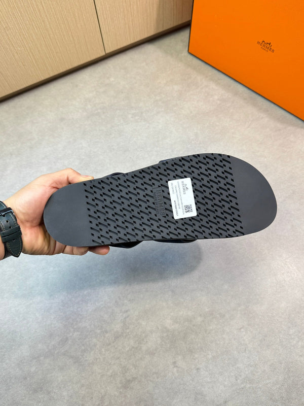 HM Men's Kazimir Slide Navy Blue Calfskin Suede 603171