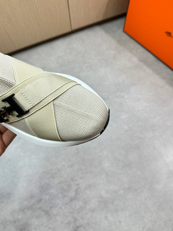 HM Men's Slip on Sneaker Beige Knitted Fabric 643378