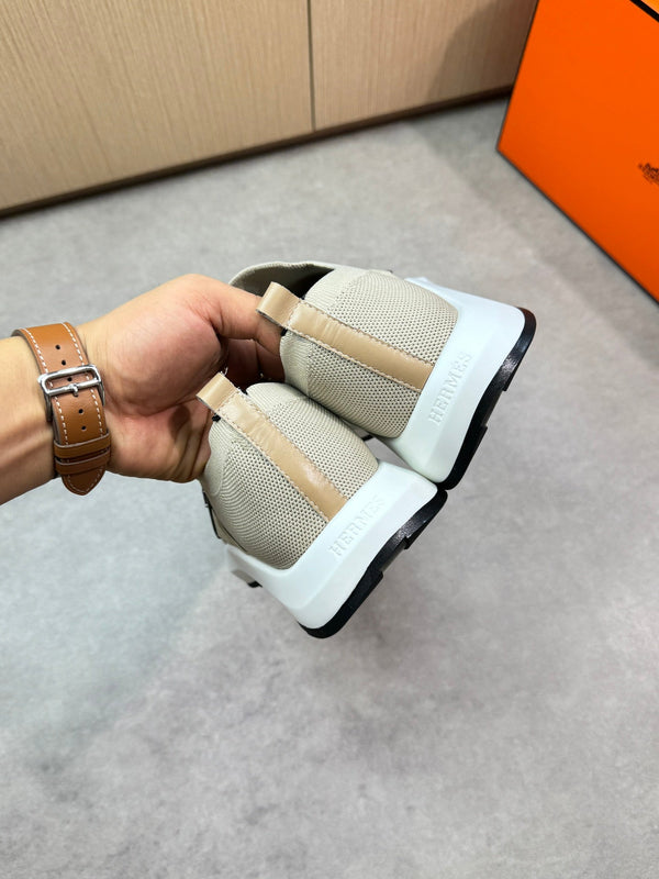 HM Men's Slip on Sneaker Beige Knitted Fabric 643378