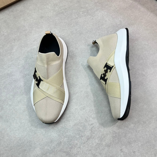 HM Men's Slip on Sneaker Beige Knitted Fabric 643378