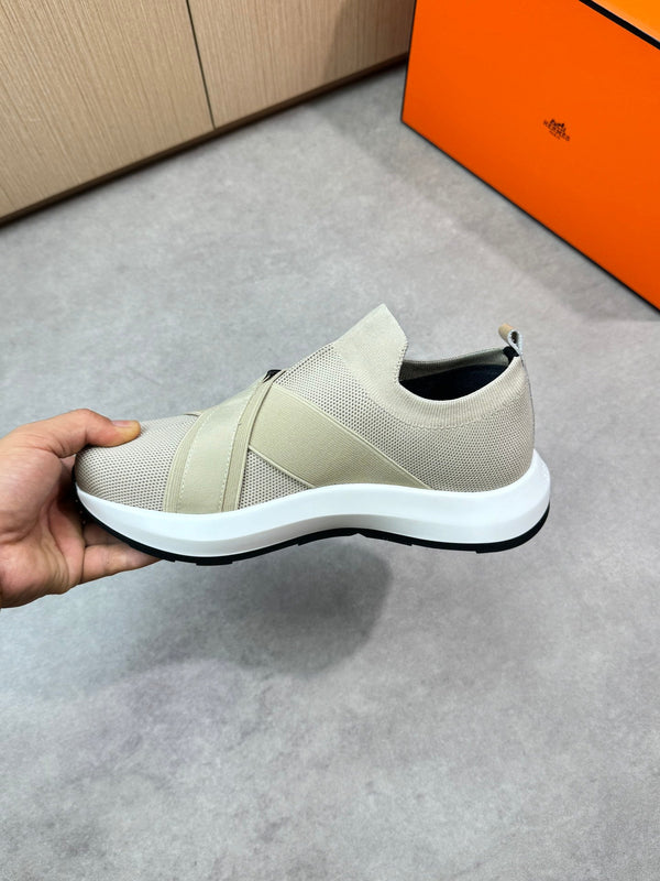 HM Men's Slip on Sneaker Beige Knitted Fabric 643378