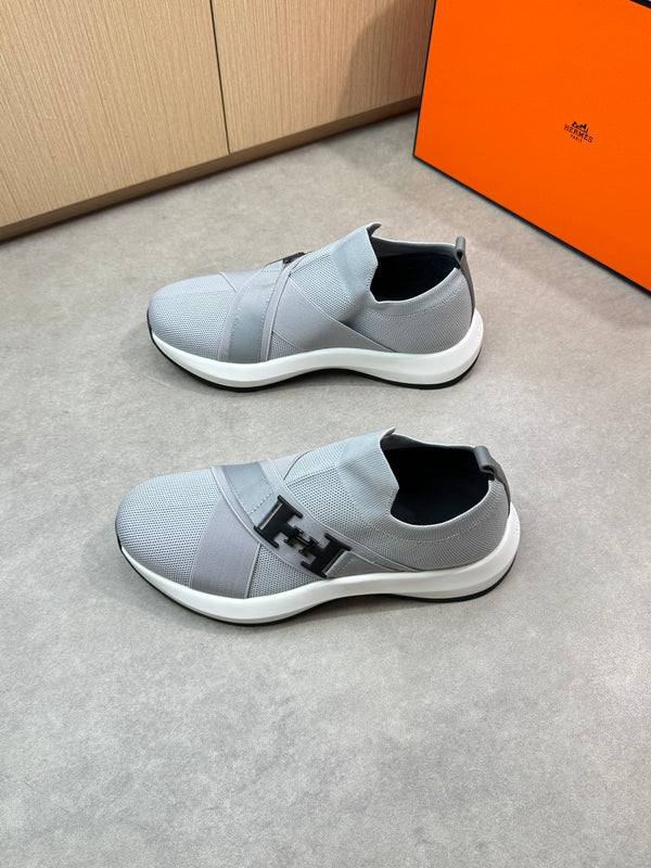 HM Men's Slip on Sneaker Grey Knitted Fabric 643379