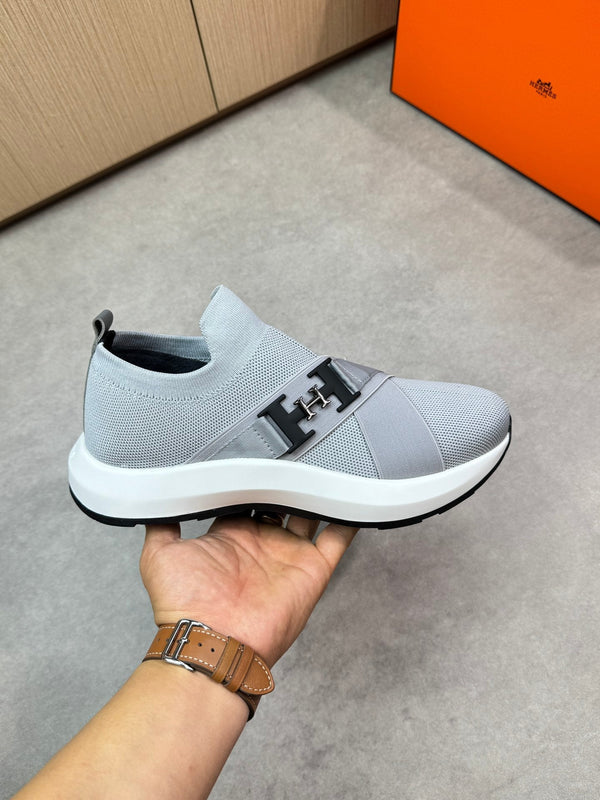 HM Men's Slip on Sneaker Grey Knitted Fabric 643379