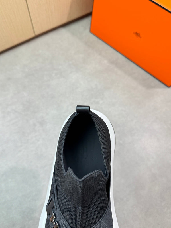 HM Men's Slip on Sneaker Black Knitted Fabric 643380