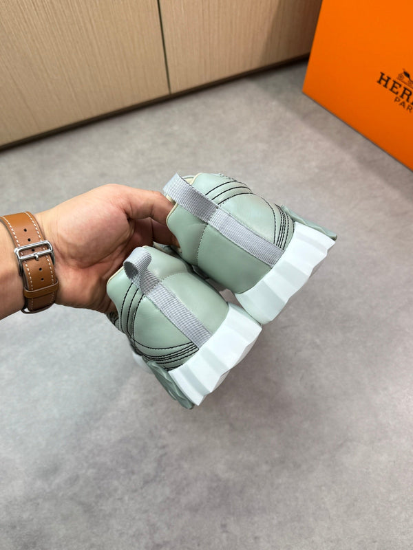 HM Men's Bouncing Sneaker Pastel Green Calfskin Suede 696023