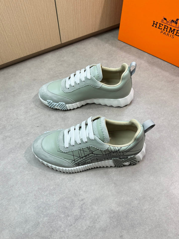 HM Men's Bouncing Sneaker Pastel Green Calfskin Suede 696023