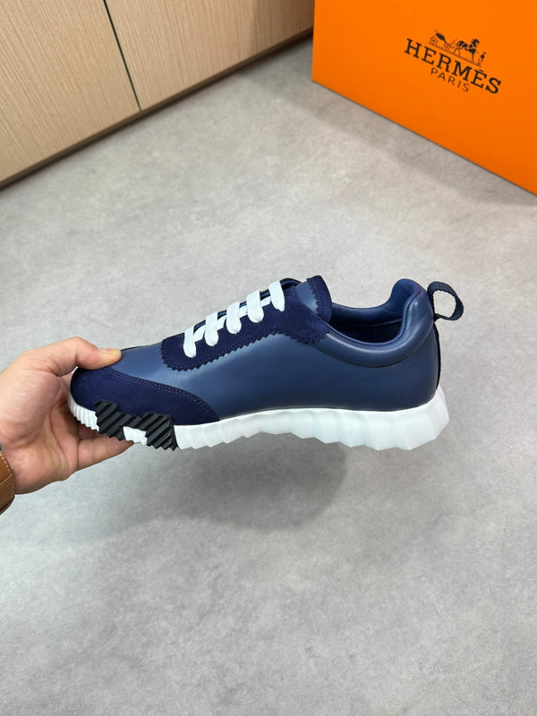 HM Men's Bouncing Sneaker Navy Blue Calfskin Suede 696024
