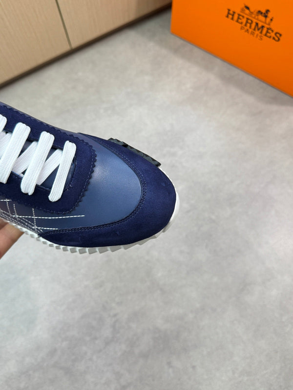 HM Men's Bouncing Sneaker Navy Blue Calfskin Suede 696024