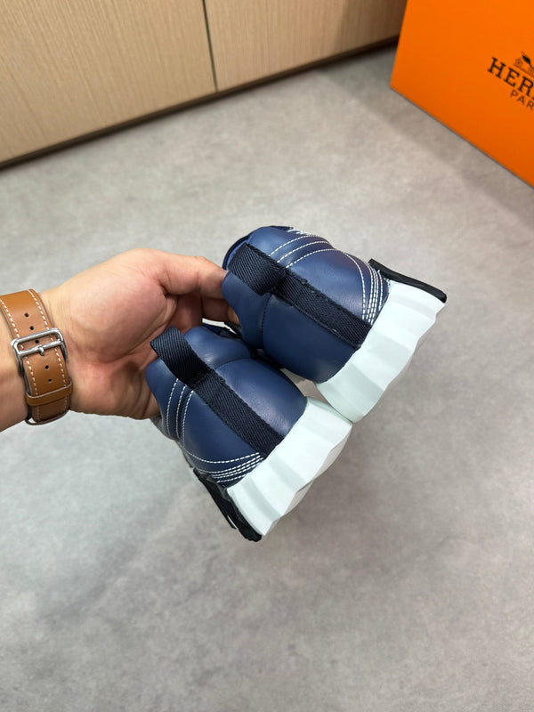 HM Men's Bouncing Sneaker Navy Blue Calfskin Suede 696024