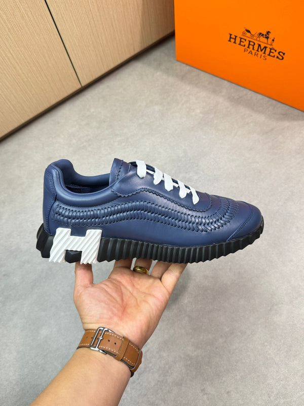 HM Men's Bouncing Sneaker Blu Navy in Pelle di Vitello 696028