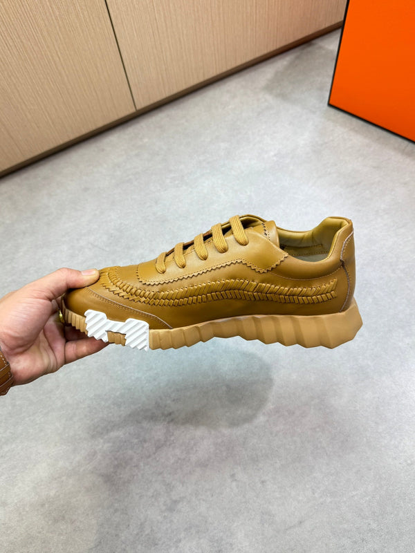 HM Men's Bouncing Sneaker in pelle di vitello marrone chiaro 708235