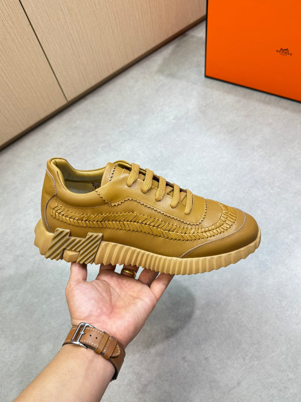 HM Men's Bouncing Sneaker in pelle di vitello marrone chiaro 708235