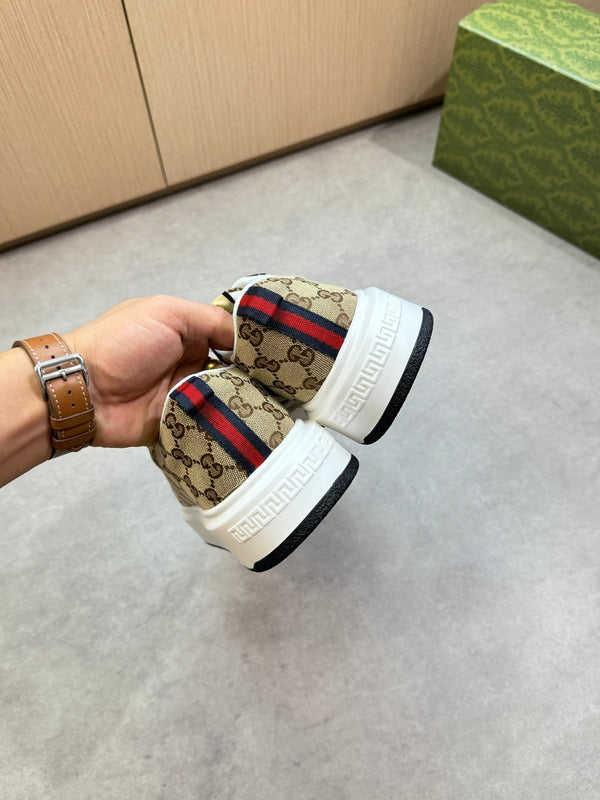 GG Men's Web Sneaker Brown Canvas 722443