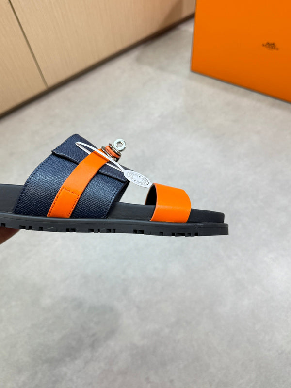 HM Men's Jackson Sandals Blue Orange Calfskin 722035