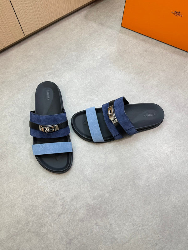 HM Men's Jackson Sandals Blue Calfskin Suede 722040