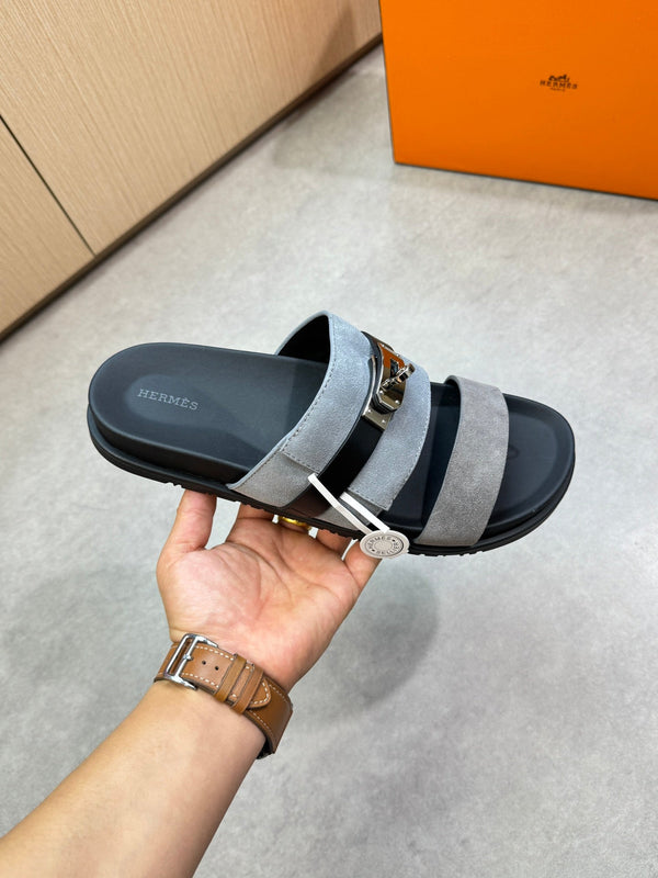 HM Men's Jackson Sandals Grey Calfskin Suede 722041