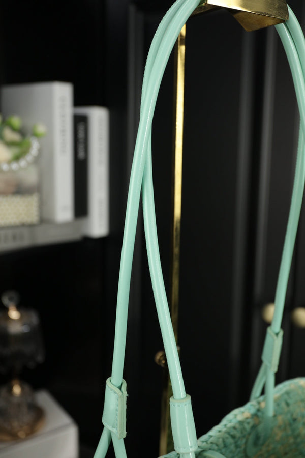 LOE SMALL ANAGRAM BASKET 28 BAG IN LIGHT BLUE IRACA PALM AND CALFSKIN