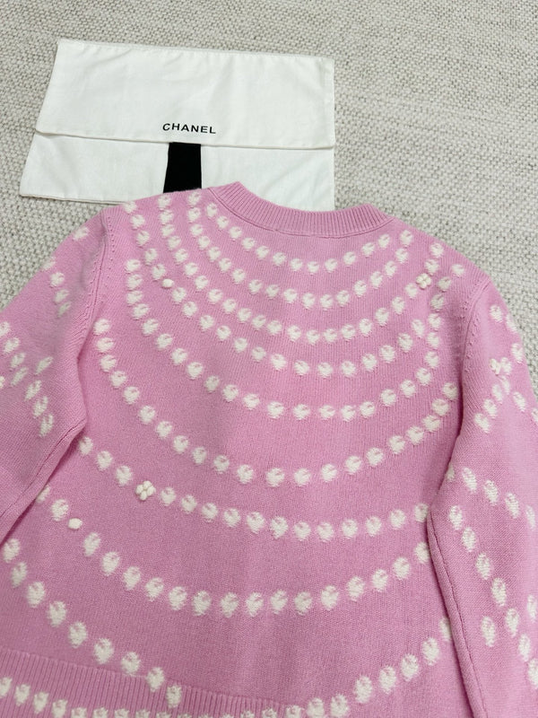 Gilet CC 25 Perles Cachemire Rose