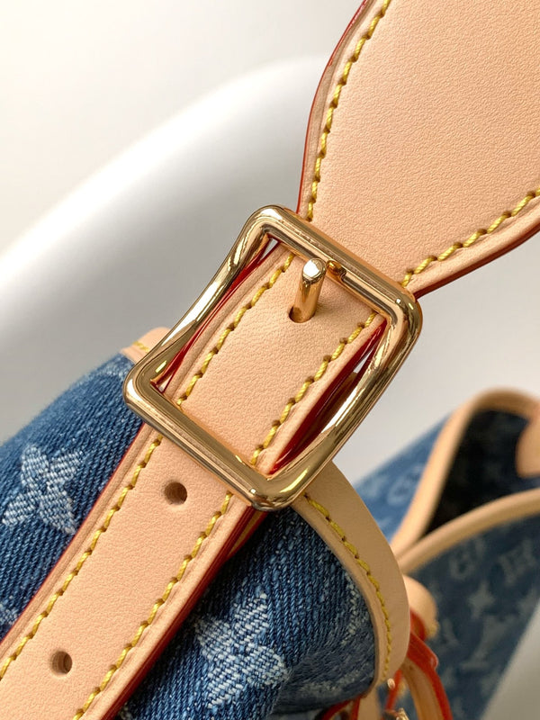 BORSA MM 39 IN DENIM BLU CON MONOGRAMMA