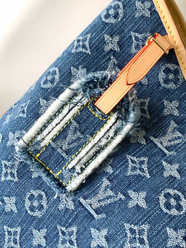 BORSA MM 39 IN DENIM BLU CON MONOGRAMMA