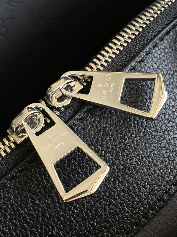 LV M12139 Flore Handbag 28cm Black Perforated Cowhide