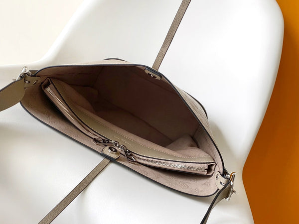 LV M12140 Flore Handbag 28cm Galet Gray Monogram Perforated Cowhide