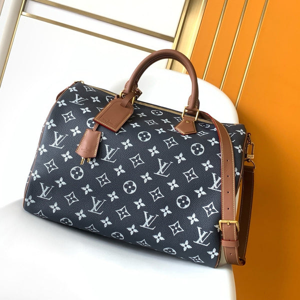 LV Speedy Bandoulière 40cm Royal Blue Monogram Calfskin GHW
