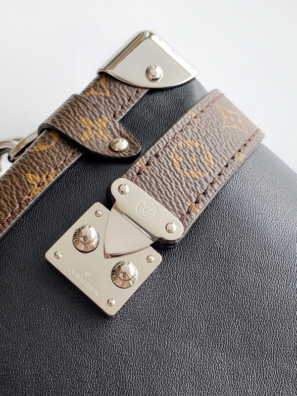 LV M25160 Side Trunk MM Bag 23.5 Black Caviar Calfskin& Cowhide HW