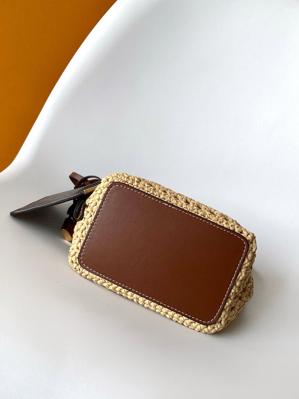 LV M14217 All In BB 16cm Brown Raffia & Cowhide-leather trim