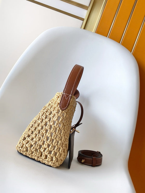 LV M14217 All In BB 16cm Brown Raffia & Cowhide-leather trim