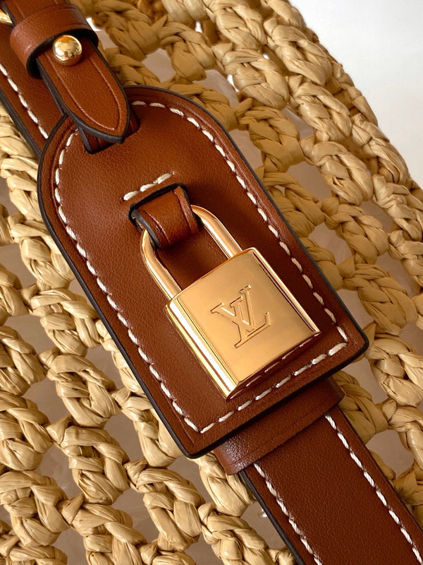 LV M14217 All In BB 16cm Brown Raffia & Cowhide-leather trim