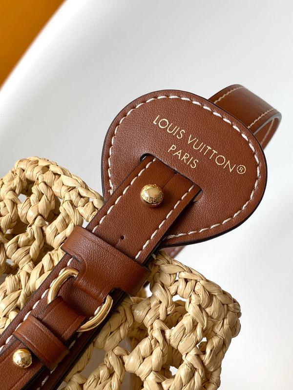 LV M14217 All In BB 16cm Brown Raffia & Cowhide-leather trim