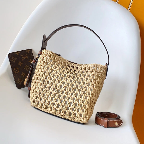 LV M14217 All In BB 16cm Brown Raffia & Cowhide-leather trim
