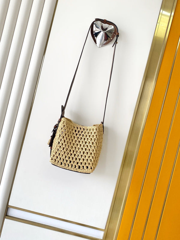 LV M14217 All In BB 16cm Brown Raffia & Cowhide-leather trim