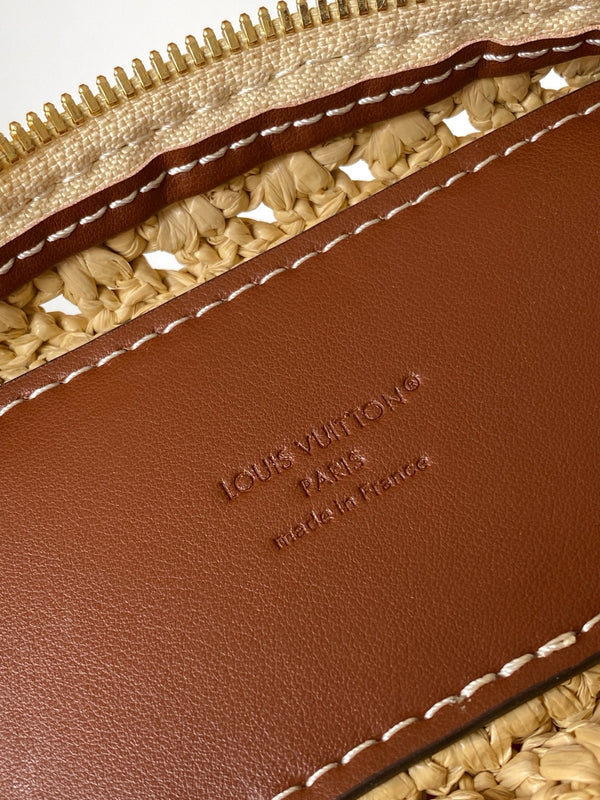 LV Vanity Chain Pouch 19cm Brown Raffia & Cowhide GHW