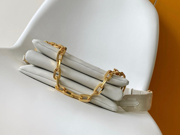 LV Coussin PM 26cm Cream Purple Monogram Empreinte Calfskin GHW