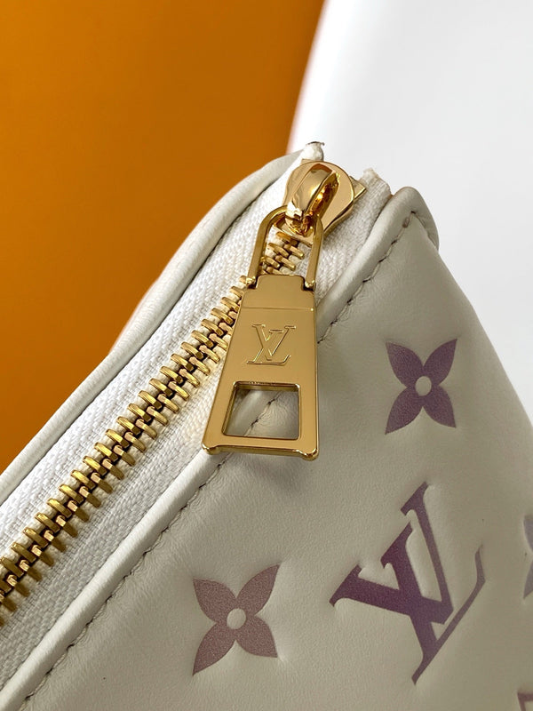 LV Coussin PM 26cm Cream Purple Monogram Empreinte Calfskin GHW
