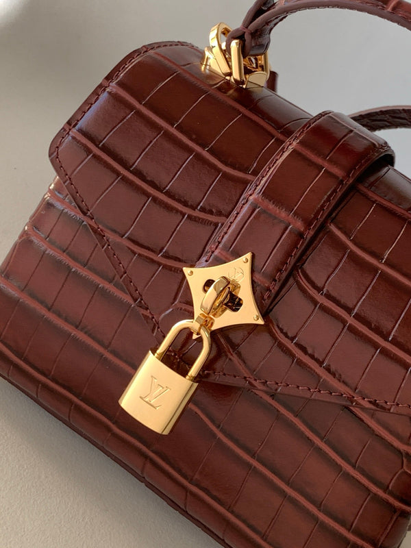 LV 25s Rose Des Vents Handbag 19cm Burgundy Crocodile GHW