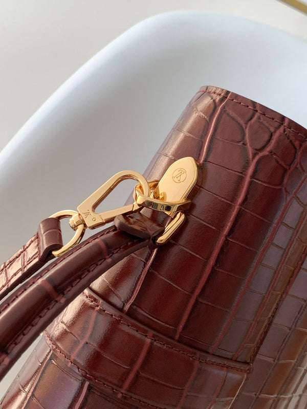 LV 25s Rose Des Vents Handbag 27cm Burgundy Crocodile GHW