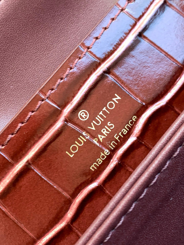 LV 25s Rose Des Vents Handbag 27cm Burgundy Crocodile GHW