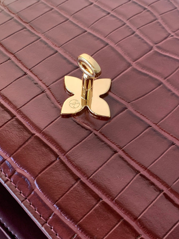 LV 25s Rose Des Vents Handbag 27cm Burgundy Crocodile GHW