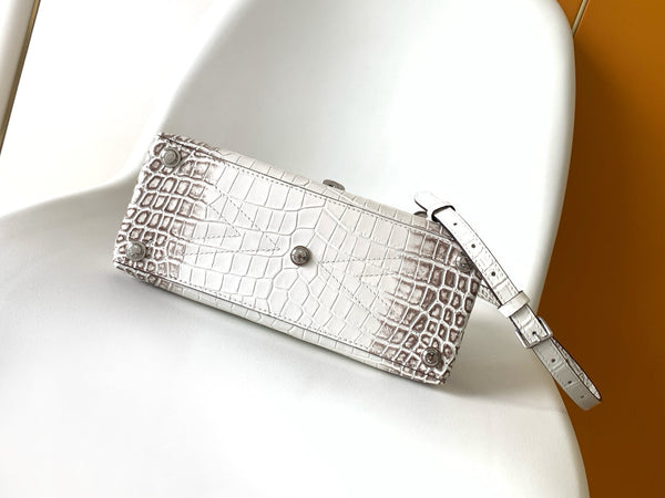 LV 25s Rose Des Vents Handbag 27cm White Crocodile Himalaya Metal HW